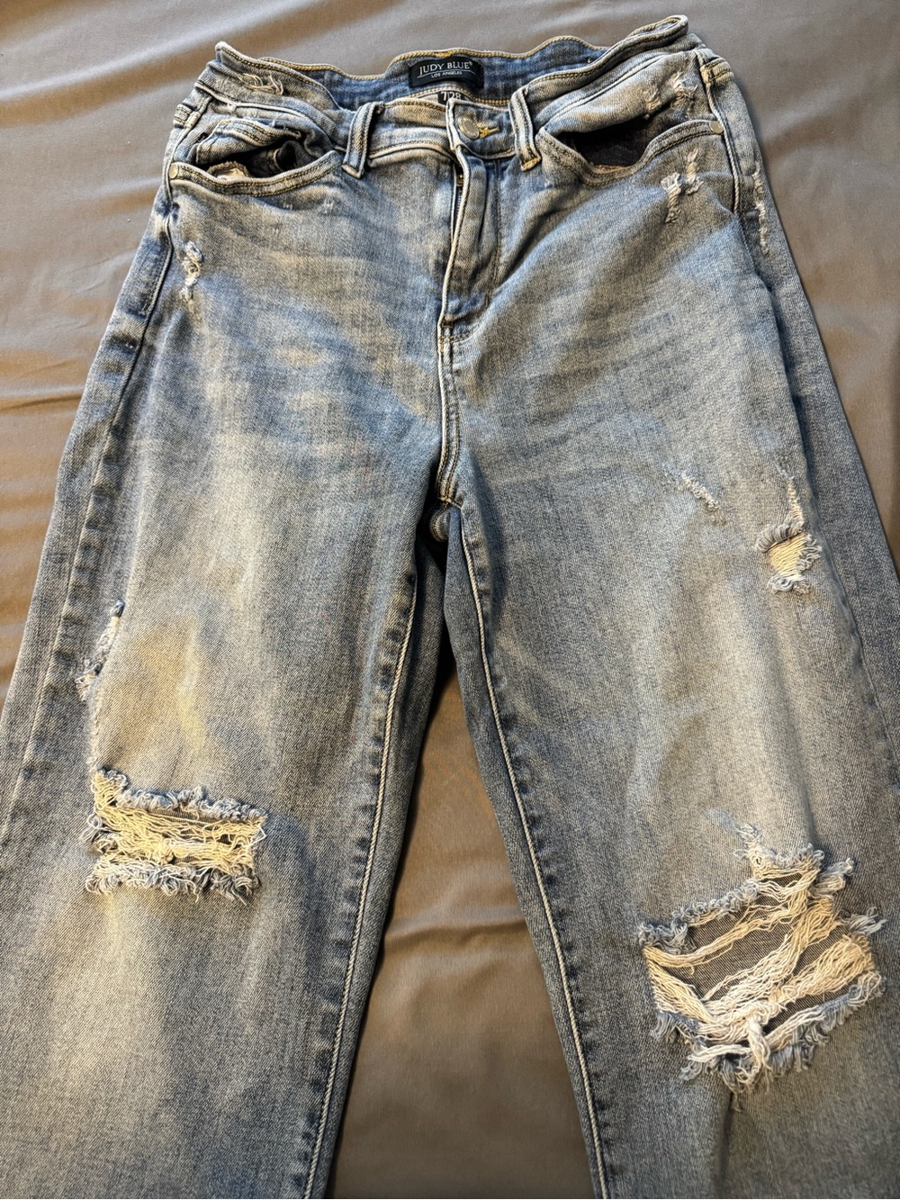 Judy Blues Distressed Light Wash Denim Jeans